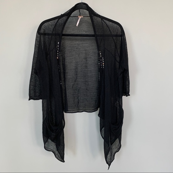 Free People Black Sheer Cardigan w/Jewels Size S - Picture 1 of 10